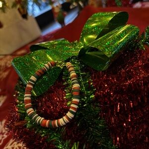 Christmas Green Star Clay Beaded Bracelet